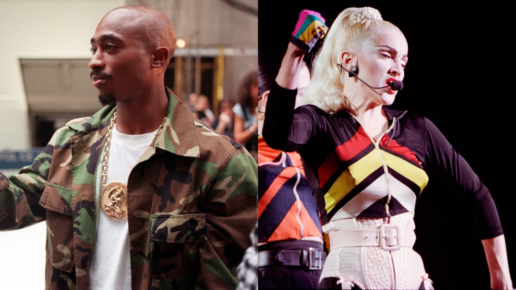 Tupac Shakur, left, and Madonna