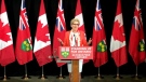 Premier Kathleen Wynne speaks to reporters at a news conference on July 13, 2017. (Ken Enlow/CP24)