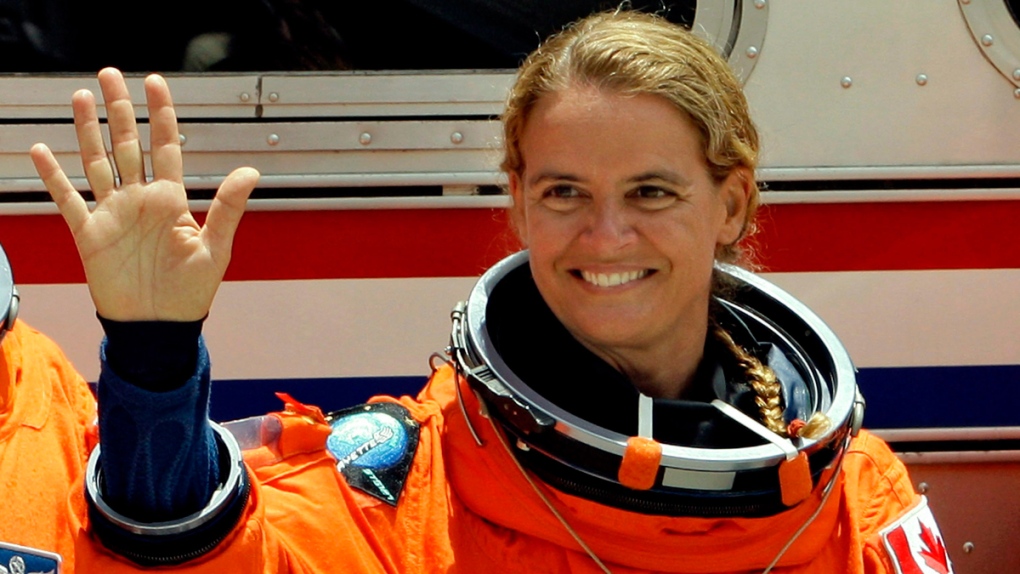 Julie Payette before a shuttle liftoff in 2009