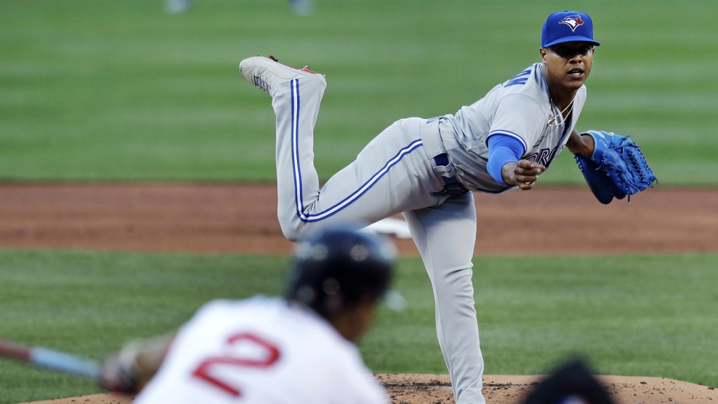 Marcus Stroman pitches against the Red Sox