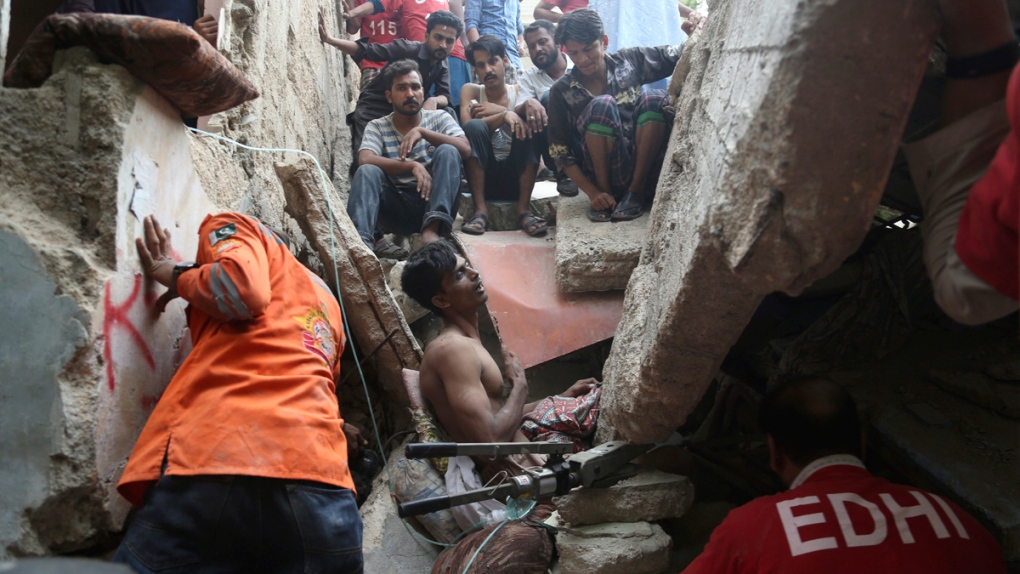 Trapped in collapsed apartment in Karachi