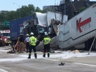 There was a fatal transport collision on the 402 at Sarnia on Wednesday, July 19, 2017.
(Jim Knight / CTV London)