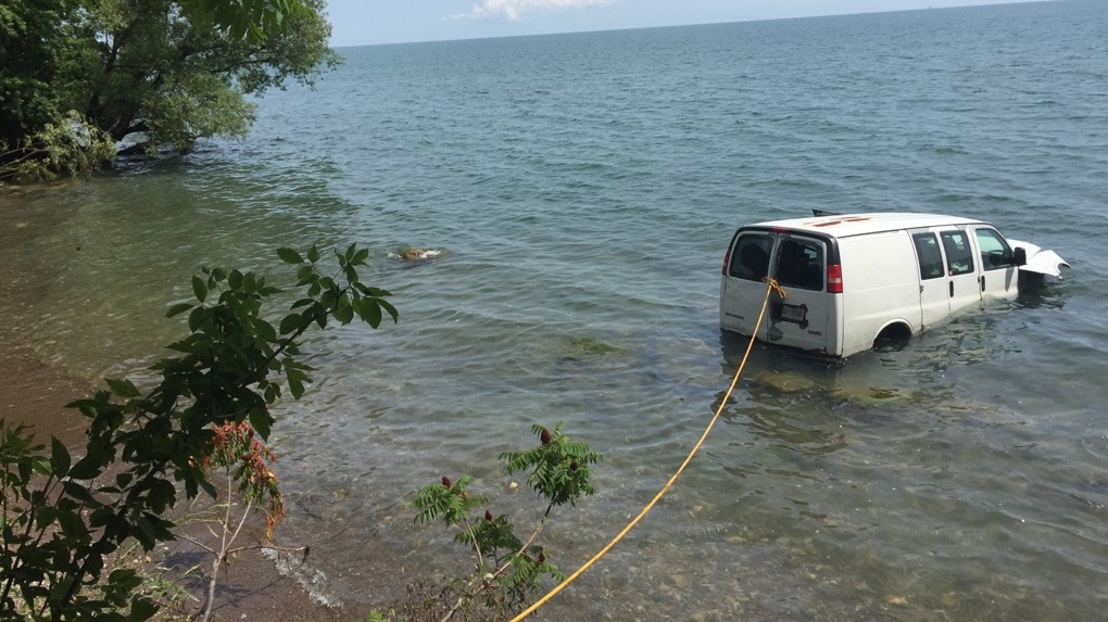 Van in Lake Erie