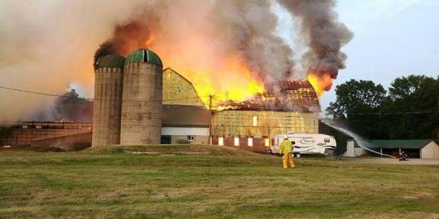 Barn consumed by fire near Delaware | CTV News