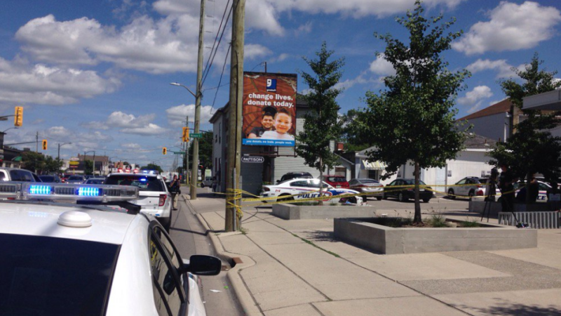 Stabbing at Horton and Wellington on July 25, 2017. (Nick Paparella/CTV)