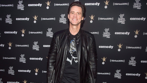 Actor Jim Carrey poses as he arrives for the Just for Laughs awards show at the annual comedy festival in Montreal, Friday, July 28, 2017. (THE CANADIAN PRESS / Graham Hughes)