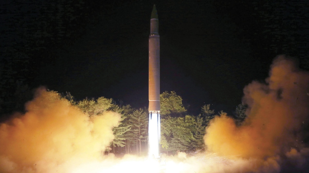 North Korean photo of Hwasong-14 launch