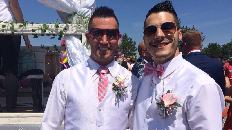 Todd Shephed and Dalton Girard tied the knot in style at the London Pride parade on Sunday, July 30, 2017.
(Brent Lale / CTV London)