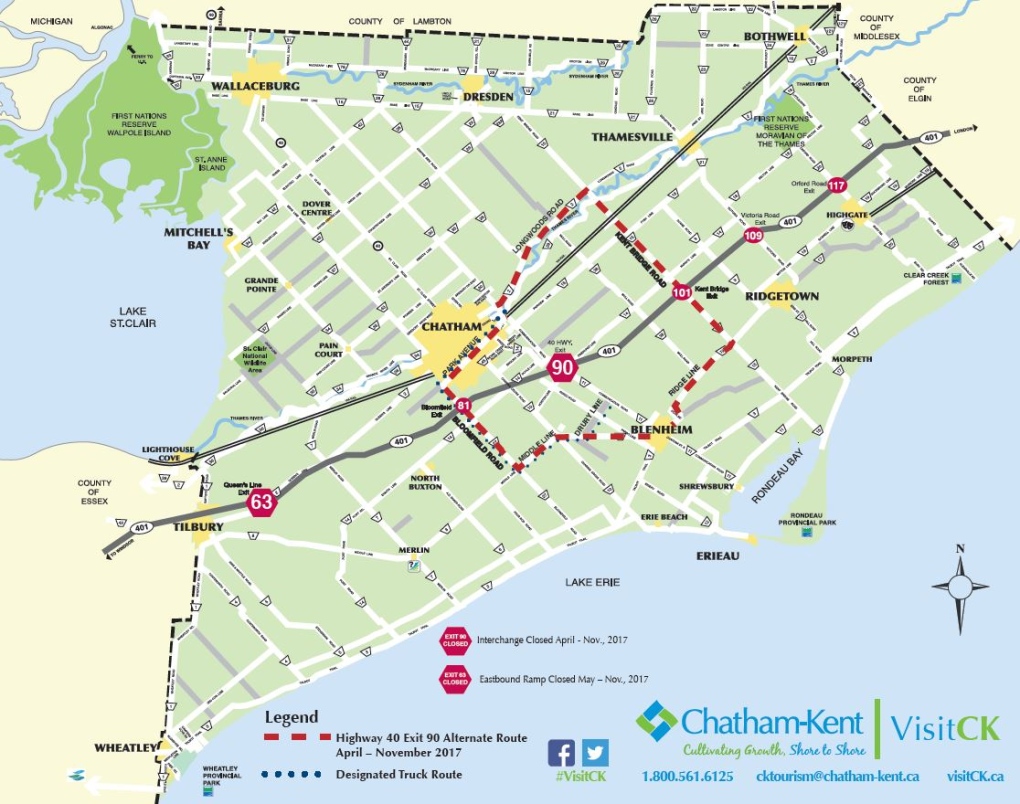 map of chatham ontario Tourism Office Offers Way To Avoid Construction Crashes On 401 map of chatham ontario