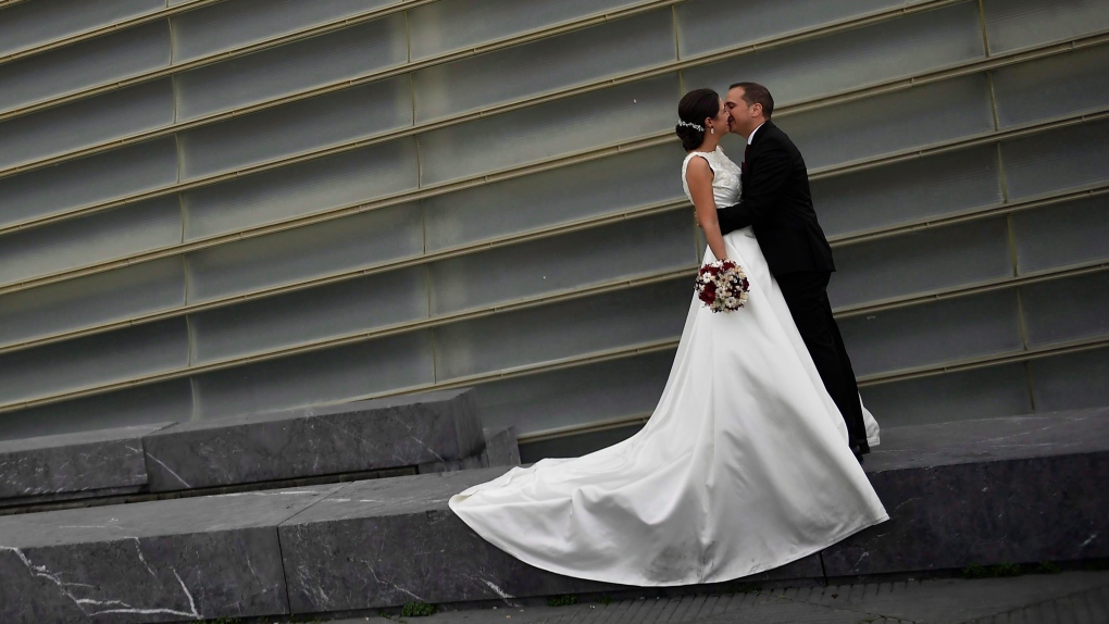 A bride and groom in Spain