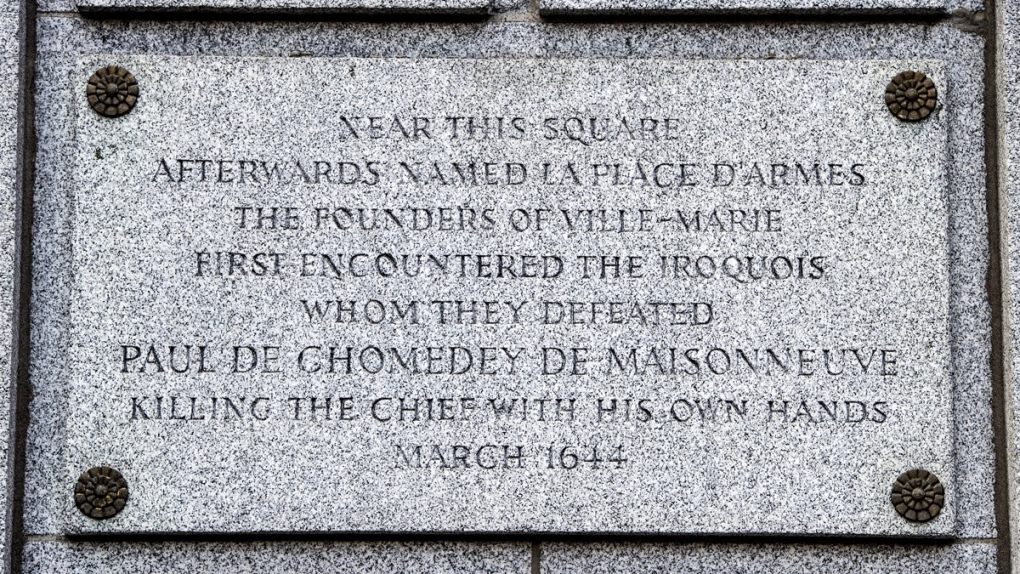 Plaque on the BMO building in Montreal