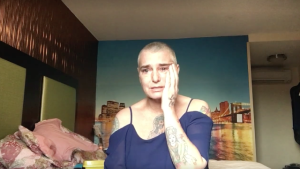 Still image from the Facebook video Sinead O'Connor posted Thursday. (Facebook)