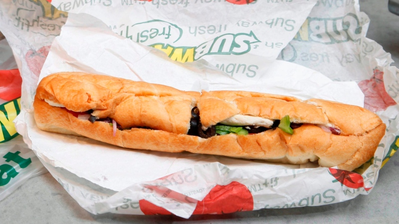 This photo taken Aug. 11, 2009 shows a chicken breast sandwich from a Subway restaurant in New York. (Seth Wenig/AP Photo)