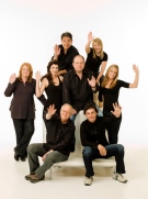 The cast of 'Corner Gas, from left to right, Janet Wright, Lorne Cardinal, Gabrielle Miller, Eric Peterson, Brent Butt,Nancy Robertson, Tara Spencer-Nairn, and Fred Ewanuick.