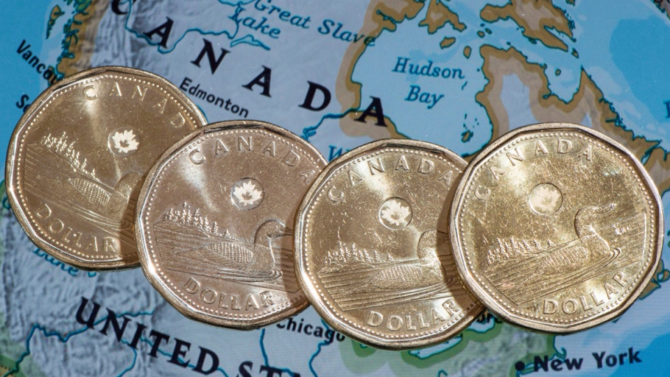Loonies on a map of North America