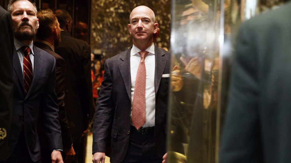 Jeff Bezos on an elevator at Trump Tower in NYC
