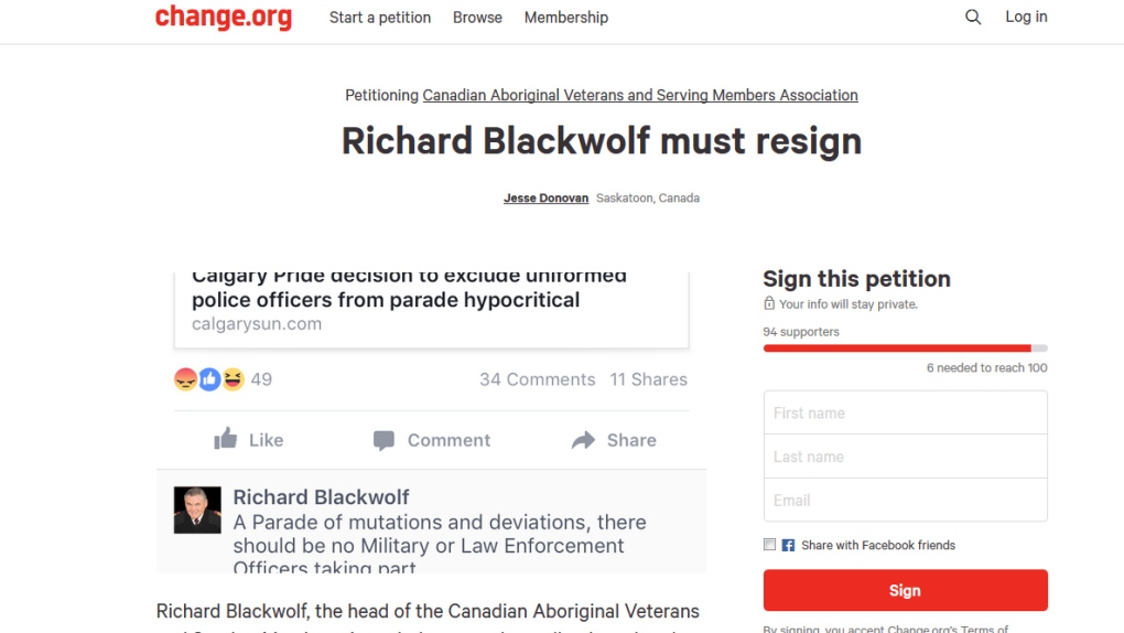 Richard Blackwolf resignation petition