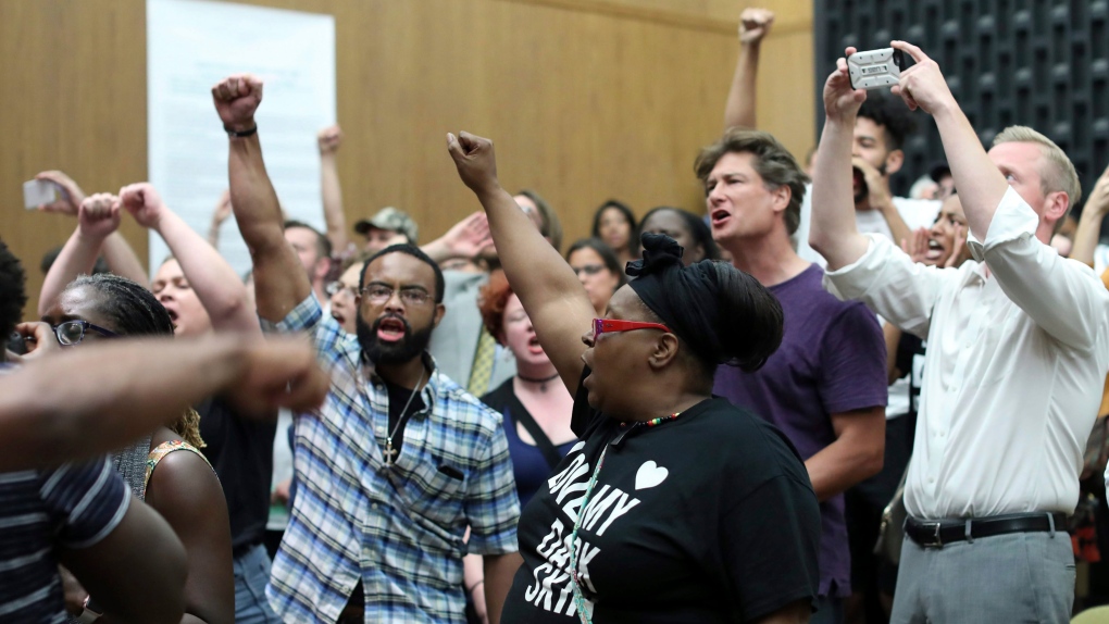 Protesters at Charlottesville City Council