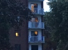 Windsor police surrounded an apartment building on Glengarry Avenue as a man was throwing contents of the apartment over the balcony.
(Photo courtesy of AM800's Gord Bacon)