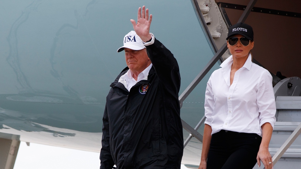 U.S. President Donald Trump arrives in Texas