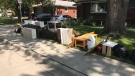 Debris is piled at the curb on Virginia Avenue in Windsor, Ont., on Wednesday, Aug. 30, 2017. (Rich Garton / CTV Windsor) 