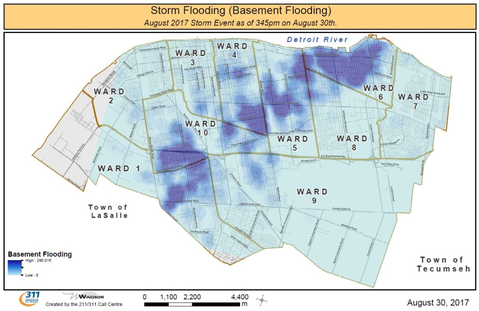 Storm flooding map