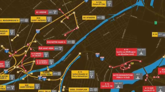 Montreal road and highway closures