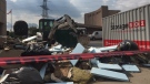 Flood debris outside Brentwood Recovery Home in Windsor, Ont. (Sacha Long / CTV Windsor) 