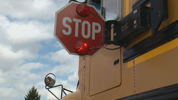 A file image of a school bus is seen. 