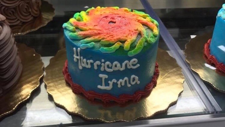 The Florida-based supermarket Publix was one of the first to offer up hurricane-themed cakes in their stores. (@andyacr/Twitter) 