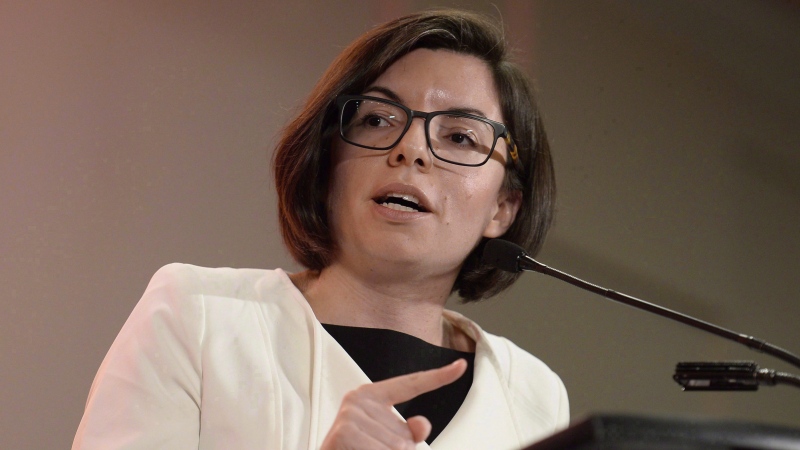 Niki Ashton speaks as she participates in the first debate of the federal NDP leadership race with Guy Caron, Charlie Angus and Peter Julian, in Ottawa on Sunday, March 12, 2017. (THE CANADIAN PRESS / Justin Tang)
