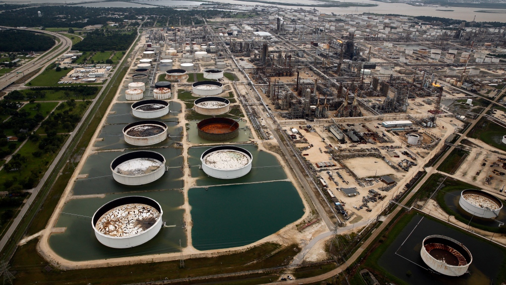 Rainwater left by Harvey at ExxonMobil refinery