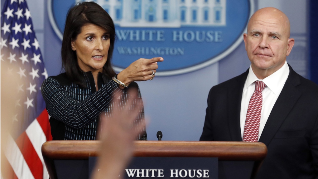 H.R. McMaster, right, and Nikki Haley
