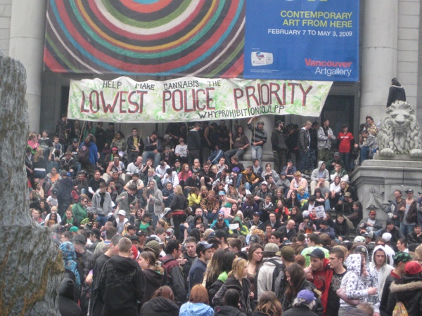 Thousands of marijuana enthusiasts gathered on the steps of the Vancouver Art Gallery to celebrate the day known as 4/20. April 20, 2009.