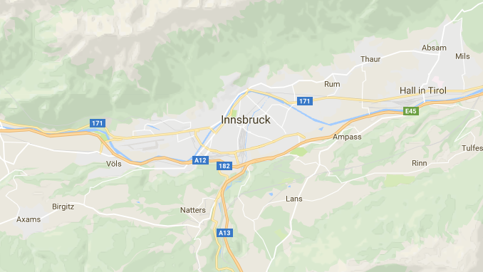 A map of Innsbruck, Austria. 
