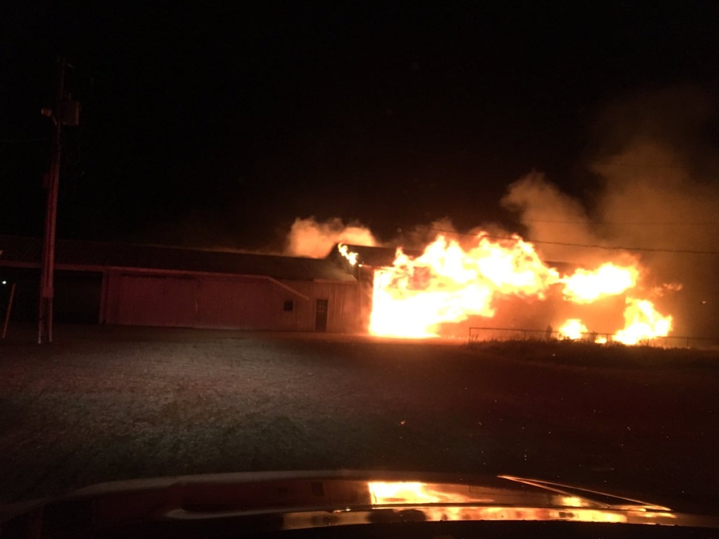 Leamington barn engulfed in flames 