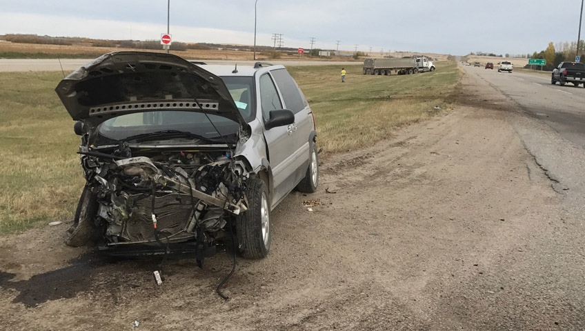 Minivan and semi crash at Highway 5 and Highway 41