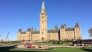 Preparation gets underway to build an ice skating rink on the grounds of Parliament Hill on Thursday, Oct. 12, 2017. (Jim O'Grady/CTV Ottawa)