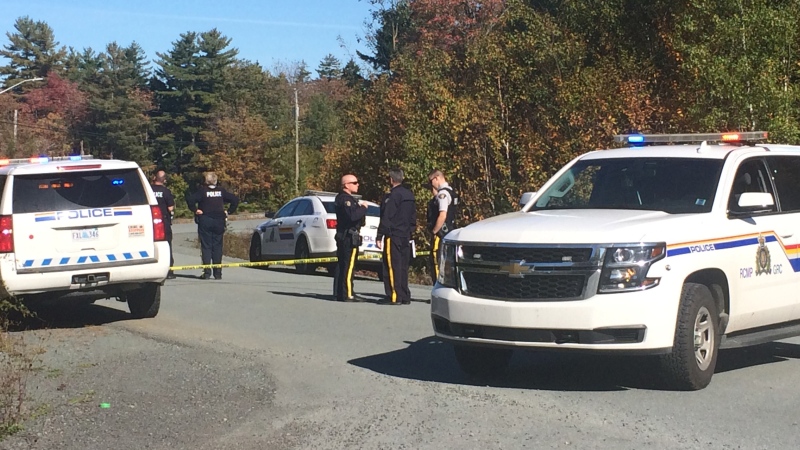The RCMP respond to a fatal collision on Rochester Drive in Hammonds Plains, N.S. on Oct. 13, 2017.