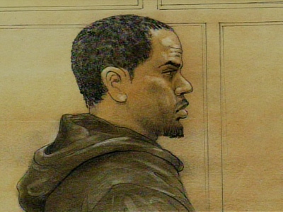 Jorrell Simpson-Rowe -- in a Friday, April 24, 2009 court sketch -- will have to serve almost four more years before being eligible for parole.