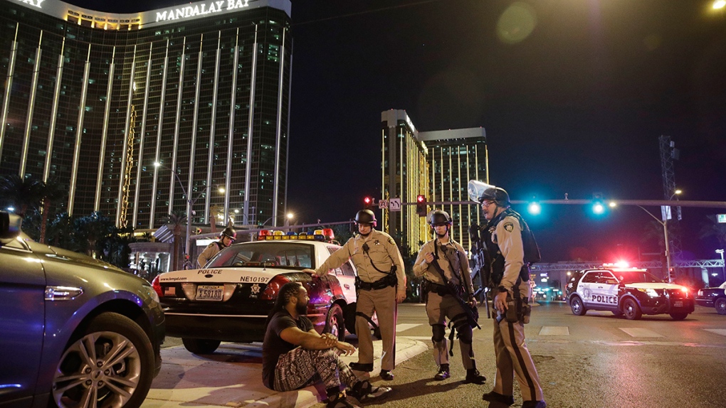 Police officers at the scene of Las Vegas shooting