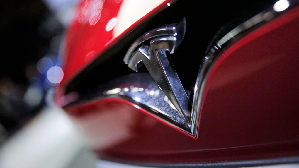 The logo of the Tesla Model S