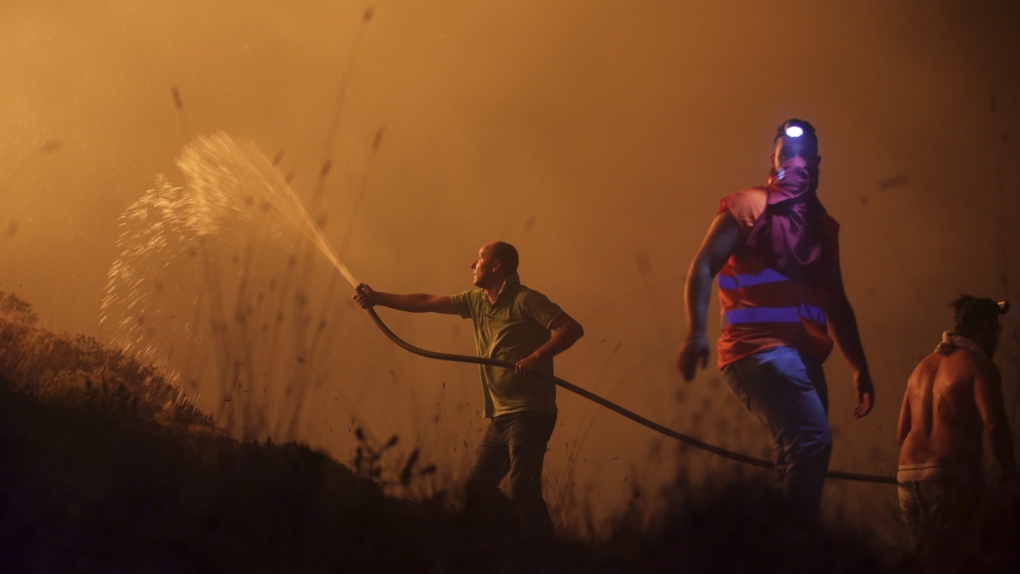 Fighting fire near Obidos, Portugal