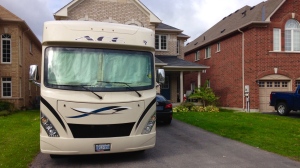 This RV can be seen parked in a Barrie, Ont. driveway on Monday, Oct. 16, 2017. (K.C. Colby/ CTV Barrie)