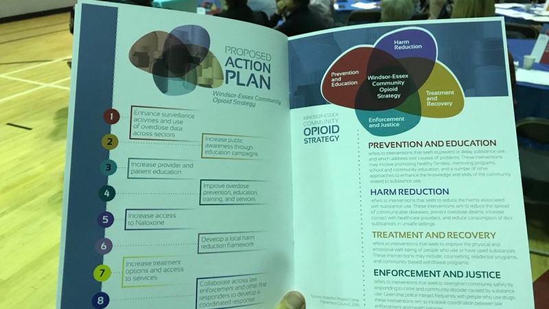 A community consultation event this evening discussing a proposed action plan to deal with opioid use in Windsor, Ont, on Tuesday, Oct. 18, 2017. (Angelo Aversa / CTV Windsor)
