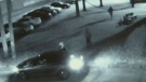 Surveillance footage shows two suspects running after a shooting in Lawrence Heights. 