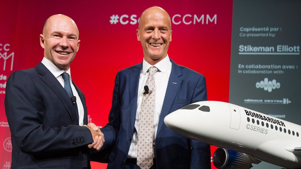 Bombardier President and CEO Alain Bellemare, left