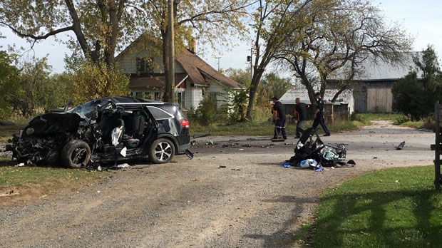 Ontario Provincial Police say an SUV and a minivan collided head-on at about 7:30 a.m. (Natalie Van Rooy/ CTV Kitchener)