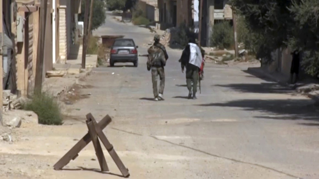Syrian soldiers in Qaryatayn, Syria