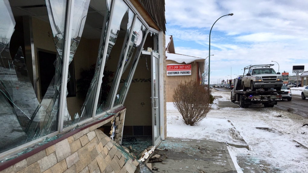 Pickup truck crashes into China Pastry in Regina